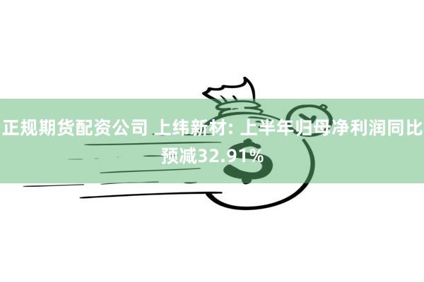 正规期货配资公司 上纬新材: 上半年归母净利润同比预减32.91%