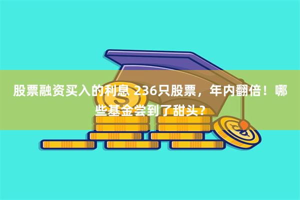 股票融资买入的利息 236只股票，年内翻倍！哪些基金尝到了甜头？